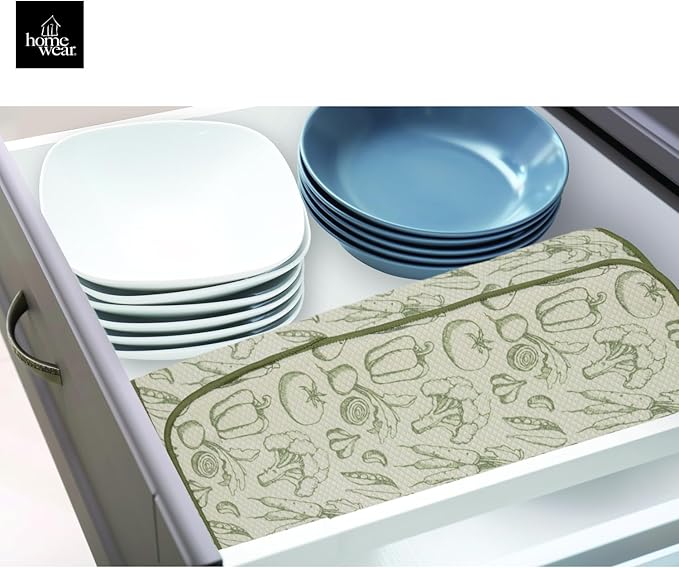 2 Pack Printed Dish Drying Mats for Kitchen, Super Absorbent Polyester, 15 x 20 inches, Countertop Sink, Machine Washable, Veggies & Lemon