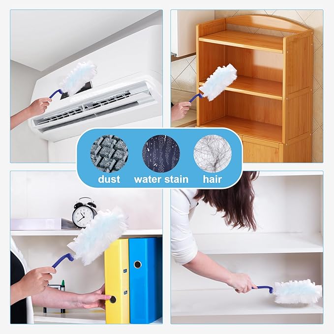 30 Count Duster Refills for Swiffer Duster, Disposable Static Duster Refills Bulk Replacement Head with 1 Handle for Cleaning Home Office Furniture, Blinds