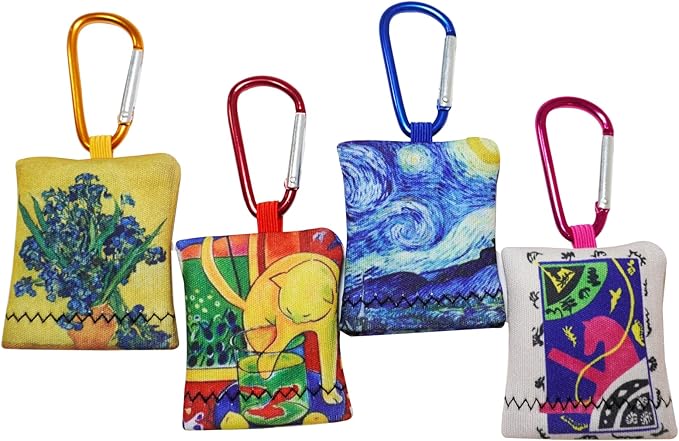 4Pcs Glasses Cleaning Cloth,Microfiber Cleaning Cloths,Lens Cleaning Cloth for World Classic Art Collection,Pouch&Clip-On&Washable,for Eyeglasses,Screens,Sunglasses,Camera Lenses (Colorful)