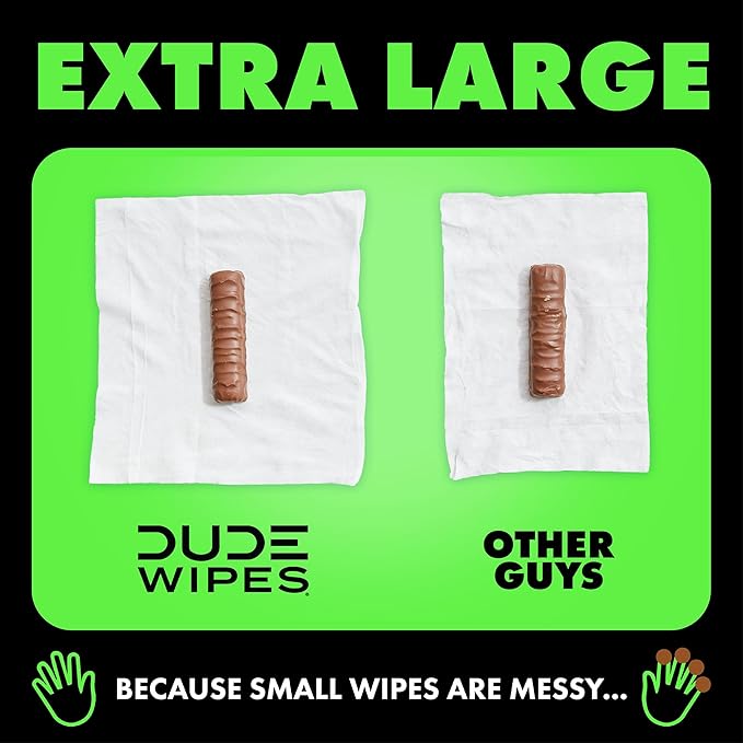 DUDE Wipes - Flushable Wipes - 3 Pack, 144 Count - Herbal Relief Extra-Large - With Hazel & Geranium Essential Oils - Septic and Sewer Safe