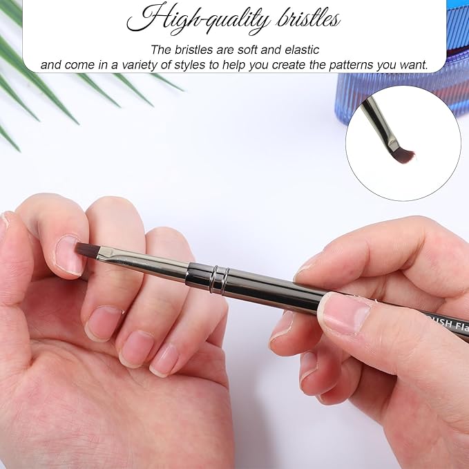 6Pcs Acrylic Nail Brushes, Nails Art Clean Up Brushes Metal Nail Polish Remover Brush Omnipotent Grid Dyeing Flat Oval Fine Angled Gel Brush for Gel Dilution, Halo Dyeing, Watercolor
