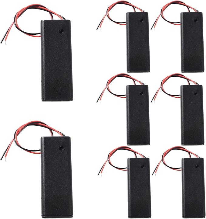 8Pcs 1 Slots 1.5V AA Battery Case Holder 1 x 1.5V AA Battery Spring Clip Storage Box with Wire and ON/Off Switch