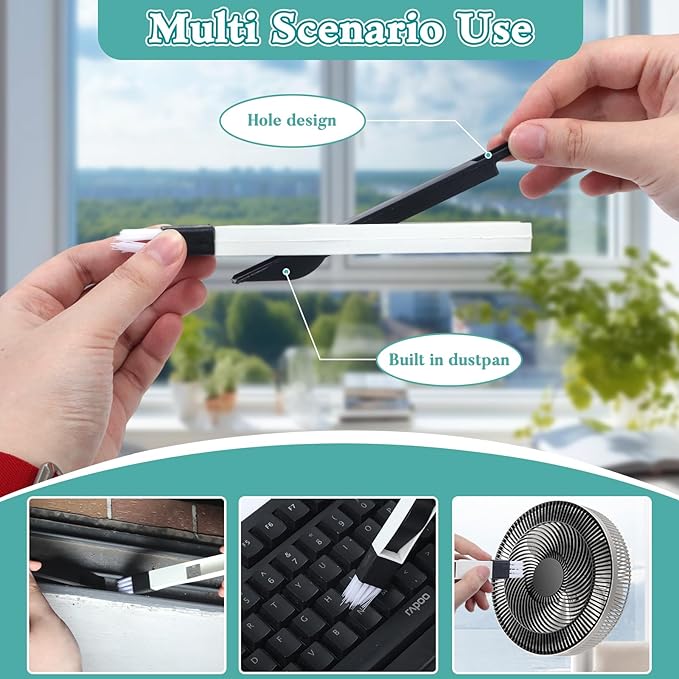 Detachable Window Screen Cleaner Tool with Wet and Dry Dual-Use - All-in-One Mesh Scrubber, Window Track and Groove Cleaning Brush Kit (8 Pack)