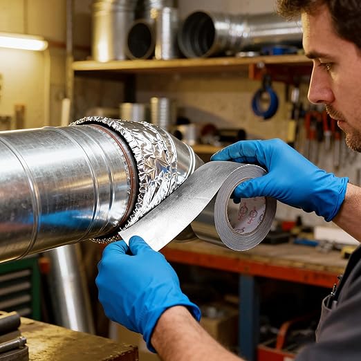 2in x 82ft Adhesive Aluminum Foil Heat Shield Tape, Fiberglass Thermal Insulation Reflective Material for Pipe, Duct, Exhaust, HVAC and High Temp Protection, 5.91MIL