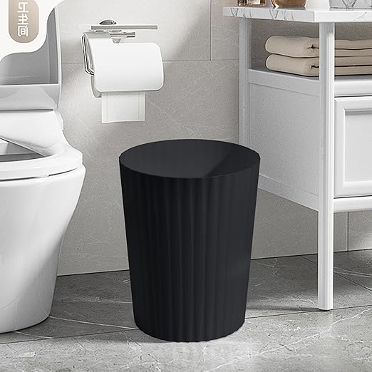 Versatile 2 Gallon Plastic Trash Can - The Compact Bin for Bathroom, Kitchen, or Home Office - Black