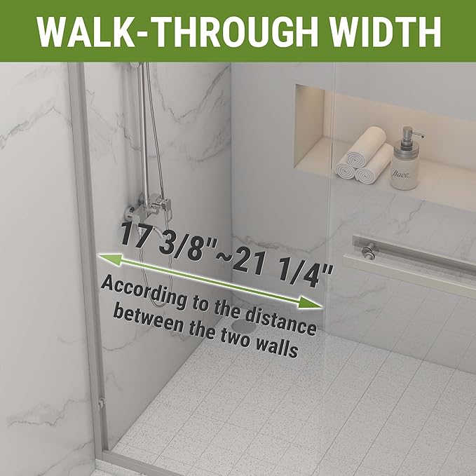 Shower Door 44-48" W * 72" H, Brushed Nickel Double Sliding Shower Door with 1/4"(6mm) Tempered Glass, Shower Glass Door Easy to Clean