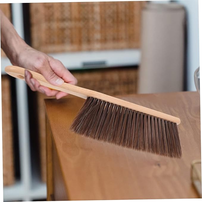 PRETYZOOM 2pcs Soft Bristle Hand Broom with Wooden Handle for Dust Cleaning Multi Use Cleaning Brush for Car Bed Couch and Household Surfaces