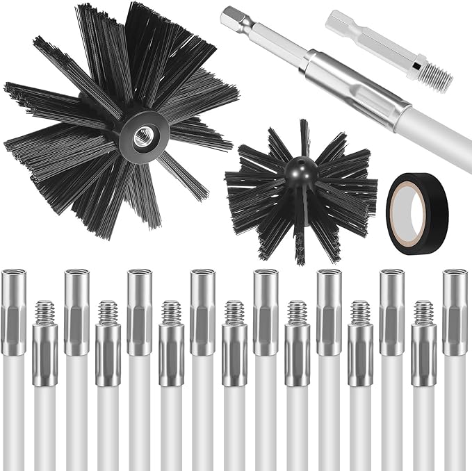 BESPORTBLE 1 Set Chimney Cleaning Brush Kit with Flexible Extendable Rods Fireplace Stove Pipe Cleaner Wire Brush for Wood Stove Maintenance