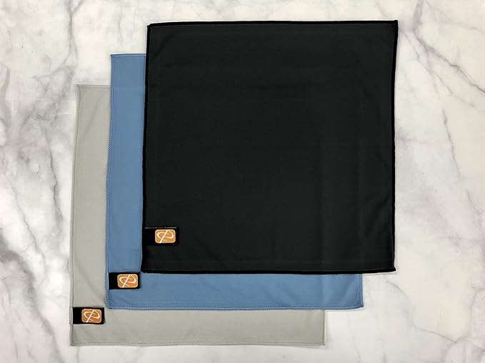 ProcareSelect Premium Microfiber Cleaning Cloths, Ideal for Large TV Screens, Tablets, Glasses, Spectacles, All Delicate Surfaces, 3 Pack, Extra Large 30cm x 30cm, Lint Free, Black, Blue, Grey