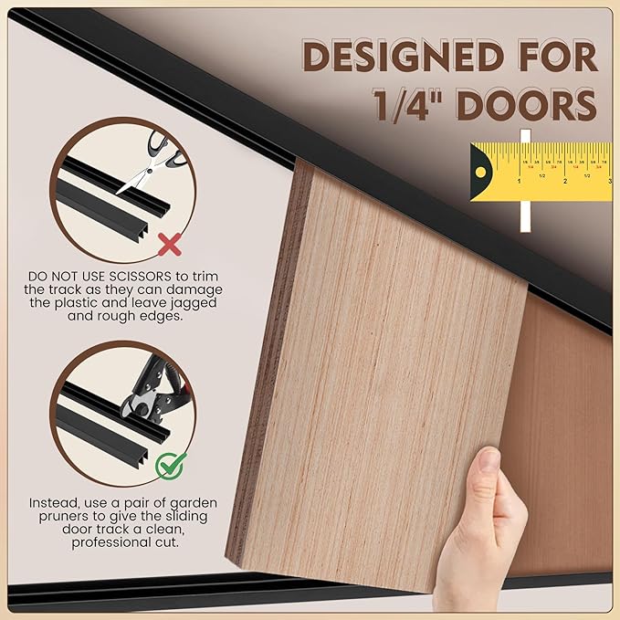 Fancat 4 Sets Plastic Sliding Door Track, 1/4" Thick Panels Glass Cabinet Sliding Door Track, PVC Durable Low Noise Window Track, 4 ft Long, Easy Installation
