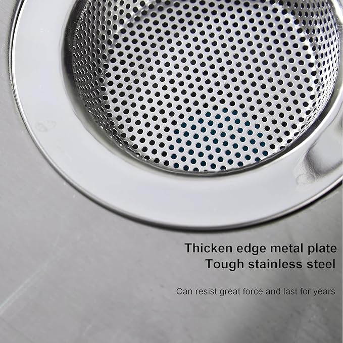Kitchen Sink Strainer Stainless Steel, LASSHSWA Kitchen Sink Drain Strainer, Sink Strainers for Kitchen Sinks with Large Wide Rim 4.5" Diameter (2 Pack)