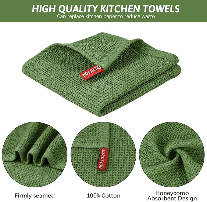Nialnant 12 Pack Dish Cloths,100% Cotton Dish Towels for Washing Dishes,Soft and Absorbent Kitchen Cleaning Rags - 12x12 Inch
