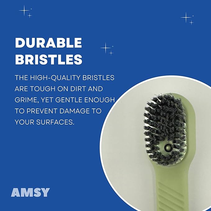 AMSY 2-in-1 Multipurpose Cleaning Brush with Soap Dispenser - Green, Nylon Bristles, Plastic Handle and Body, Ideal for Kitchen, Bathroom, Tile, Upholstery, Fabric, Shoes, Utensils