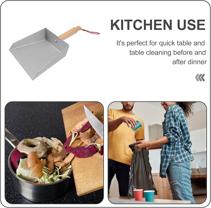 Hemoton Mini Stainless Steel Dustpan 8.66X5.51 Inch Small Metal Dust Pan Lightweight Tabletop Cleaning Tool for Kitchen and Home