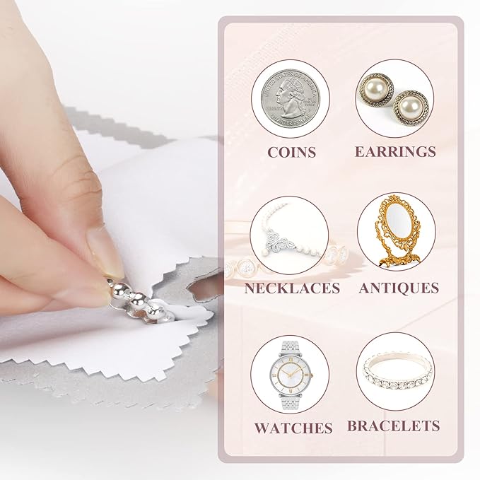 PINGMIC 6 Jewelry Cleaning Cloth, Professional Silver Polishing Cloth for Jewelry Sterling Silver Gold Platinum Copper Diamond, Multi-Layer polishing Cloths (11'' x 14'' * 2 Pcs, 4'' x 8'' *4 Pcs)