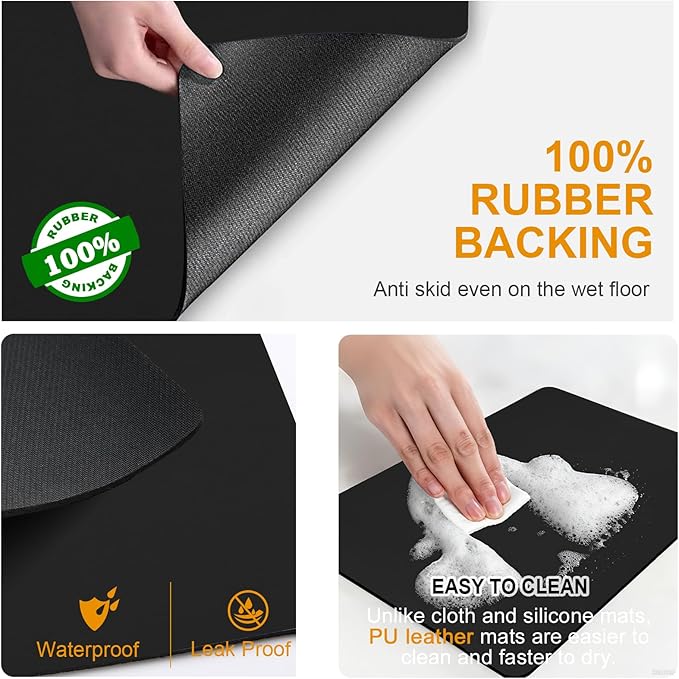 Dish Drying Mats for Kitchen Counter, Waterproof Coffee Mat for Countertop, Under Sink Mats, Coffee Bar Mat Accessories