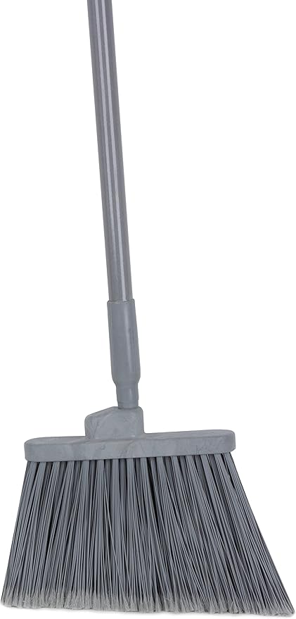 SPARTA 41082EC23 Plastic Color Coded Broom, Flagged Bristles, Long Broom With Angled Head For Large Debris, 56 Inches, Gray