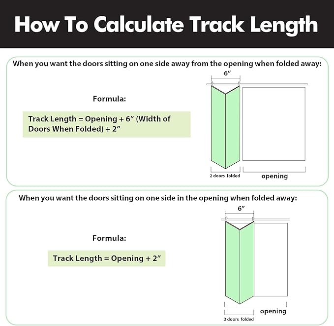 Homacer 66in Brushed Nickel Top Mount Bi-Folding Sliding Barn Door Hardware Kit for 2 Doors,Heavy Duty, Quietly,Easy to Install (Door Not Included)