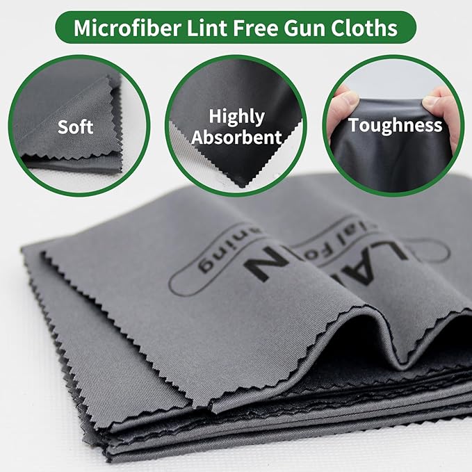 10/6Pack Technology Microfiber Black/Gray Gun Cleaning Cloth-Large Size-Lint Free-Reusable Cleaning pad for All Firearm-Each Pack is Individually Packaged-Gun Cleaning Supplies Store