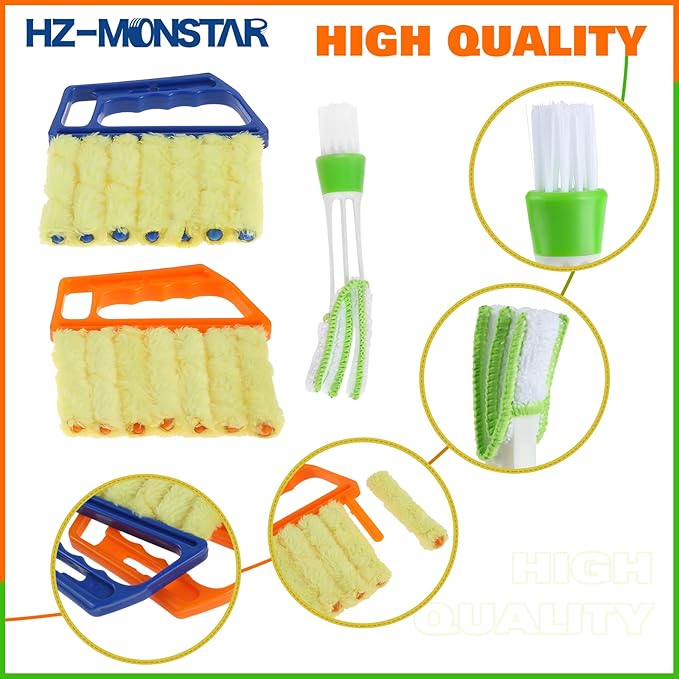 3Pcs Window Venetian Blind Cleaner Duster Tool, Window Venetian 7 Finger Dusting Cleaner Tool and Air Vent Cleaner, Shutter Cleaner Brush for Window Air Conditioner Duster Dirt Cleaner
