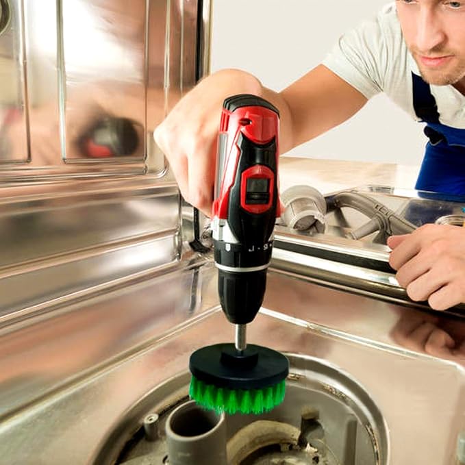 4 Packs Drill Brush Kit, Drill Scrubber Attachment Set for Cleaning Kitchen, Stove, Cabinet, Counter, Carpet, Linoleum