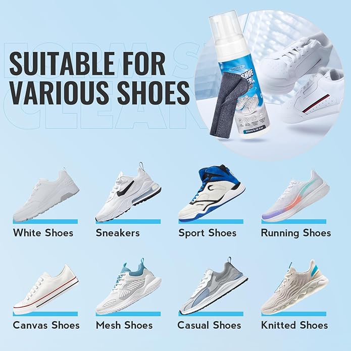 LANBEIDE Shoe Cleaning Kit - 6.76 Oz Sneaker Cleaner with Brush and Towel, White Shoe Cleaner Foam