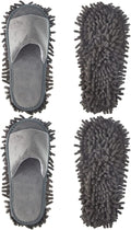 Jecery 2 Pairs Microfiber Cleaning Mop Slippers for Floor Cleaning House Mop Shoes Men and Women Washable Unisex Dusting Slippers Dirt Tool Supplies(Large,Gray)