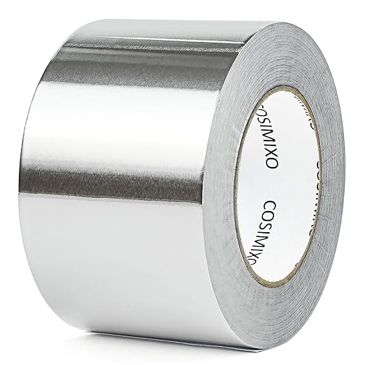 COSIMIXO Silver Aluminum Foil Duct Tape 3 Inches x 55Yards,Heavy Duty,High Temperature Sealing and Patching,Perfect for HVAC,Air Ducts,Foamboard,Metal Repair,Insulation,Dryer Vent and More