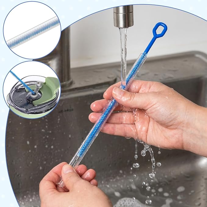 Ouligay 4PCS Straw Brushes for Cleaning Straws 12.4in Extra Long Straw Cleaner Brush with Handle Reusable Cleaning Brushes for Water Bottles Glass Metal Straws (0.31in+0.39in+0.47in)