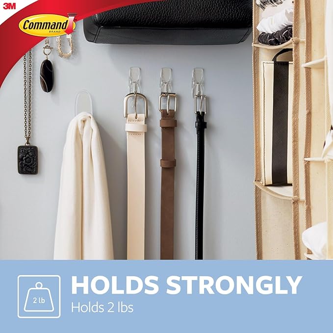Command Medium Clear Wire Toggle Hooks, 6 Wall Hook and 8 Strips, Damage-Free Hanging with Adhesive, Great for Hanging, Organization, and Storage, Holds up to 2 lb