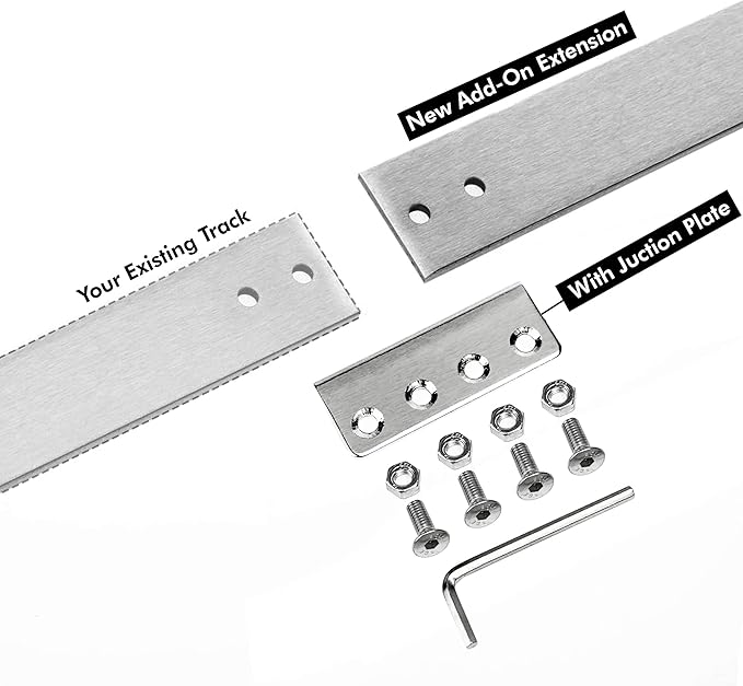 Homacer Sliding Barn Door Hardware Brushed Nickel 11ft (5.5ft Track*2+Junction Plate*1) Track with Mouning Hardware + One Junction Plate for Connect with You Original Track You Had