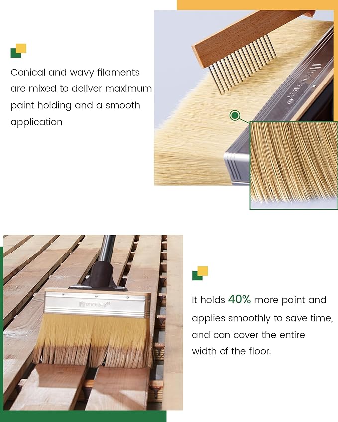 Voomey 7.5 Inch Deck Stain Brush, Heavy Duty Wood Stain Brush with Thick Soft Bristles, Wide Stain Applicator for Decks, Fences, Brick & Concrete Walls, Compatible with Long Handle Paint Pole