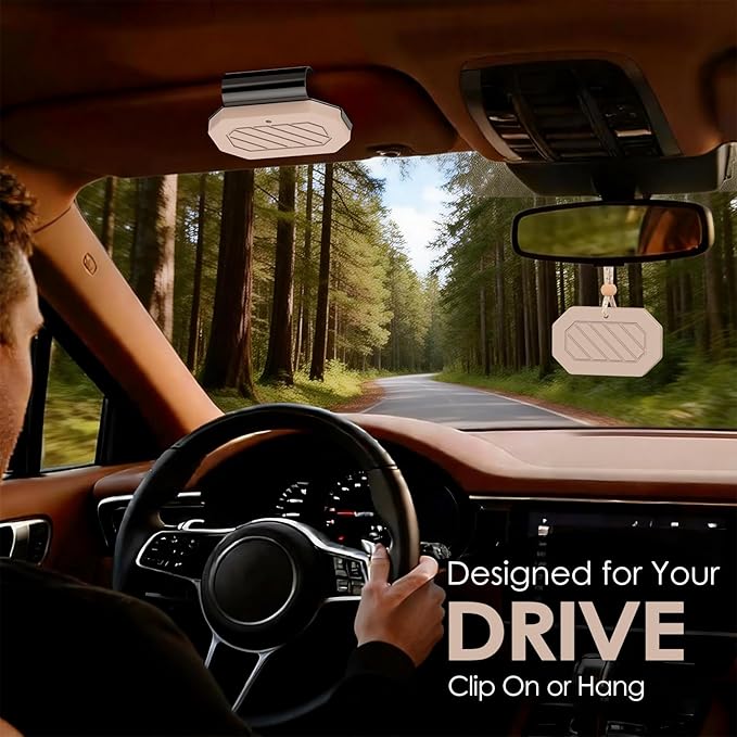 Car Air Freshener, 2-in-1 Stone Car Freshener with Visor Clip & Hanging Scent Diffuser, Natural Scent Stone Diffuser, Long-Lasting Odor Eliminator for Car or Home, Textured Apple Orchard