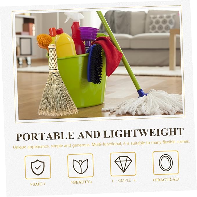 Mini Woven Corn Broom with Short Handle Soft Brush for Sweeping Bedrooms Sofas and Carpets Handmade Cleaning Tool for Indoor and Outdoor Use