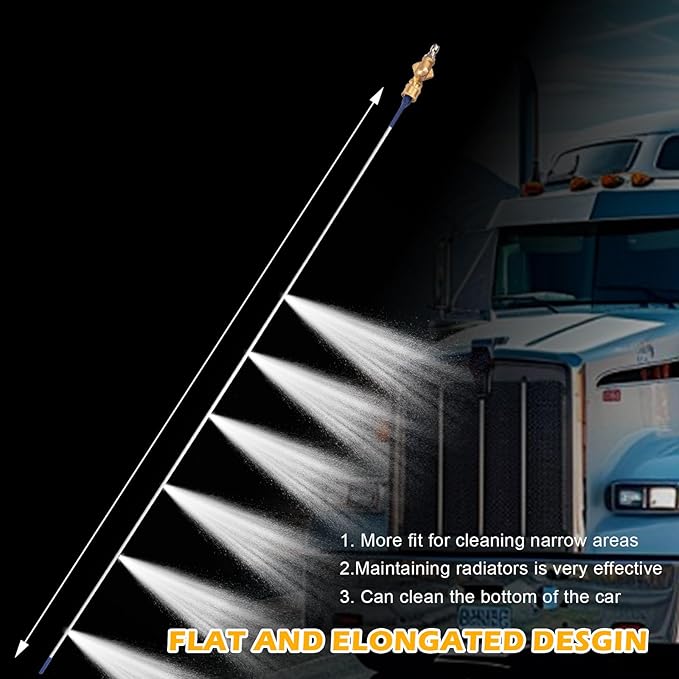 39'' Car Radiator Cleaning Wand,Radiator Cleaner Wand,Radiator Flush And Cleaner Tool,Home Car Truck Power Washer Wand,Pressure Washer Jetter Nozzle Flat Wands Fit Over 2000PSI Pressure Washer