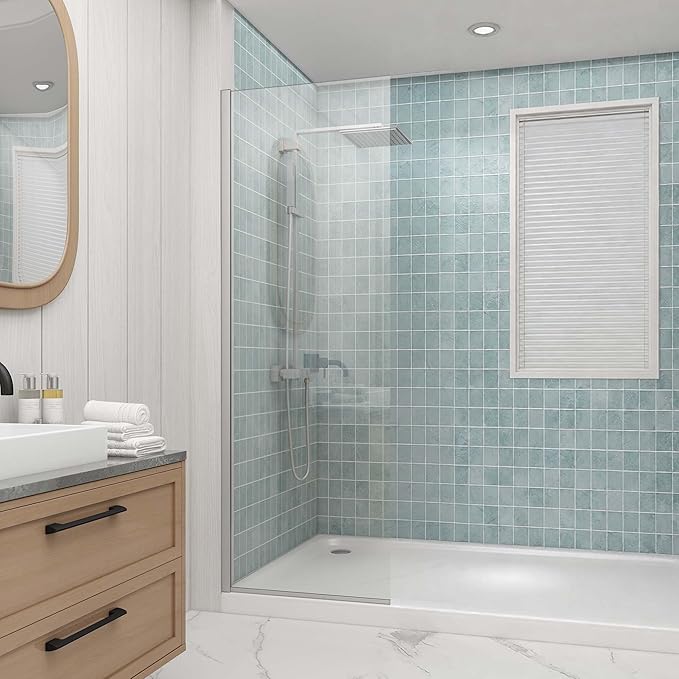 Sunrosa 24"×76" Bathtub Glass Panel,8mm Thick Shower Screen,Brushed Nickel Semi-Frameless Bathroom Shower Door, Easy to Clean