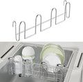 12 Inch Stainless Steel Cup Drying Rack with 4 Hooks, Kitchen Mug Holder Organizer for Glasses, Baby Bottles, Travel Mugs, Dishwasher Safe Kitchen Drainage Basket
