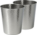 happimess HPM1110E-SET2 Axel Modern Minimalist Hammered Steel 2 Gal Waste Bin for Kitchen, Office, Bathroom, Bedroom, Dorm, Polished Steel (Set of 2)