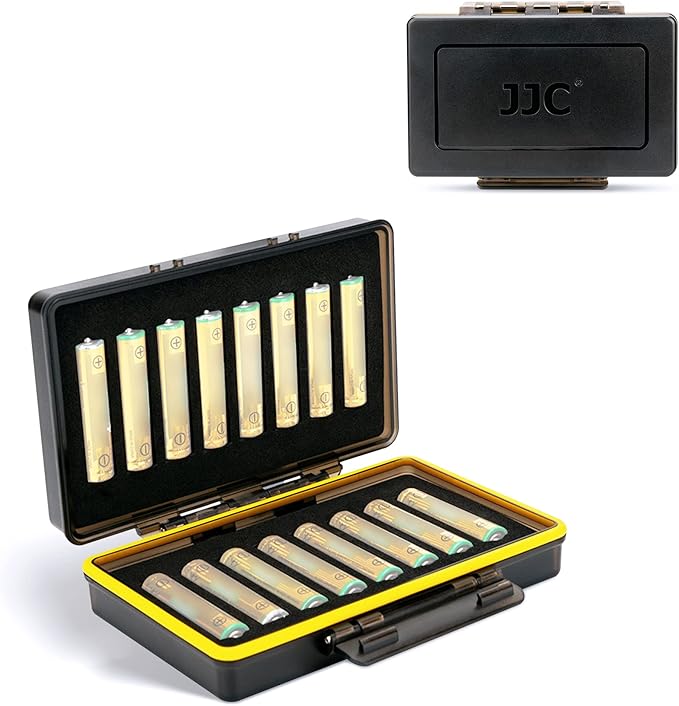 JJC Compact AAA Triple A Battery Storage Case Holder Organizer, Hard Plastic Battery Box for 16pcs AAA Triple A Batteries, Water-Resistant and Easy to Carry