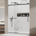Frameless Sliding Shower Door 56–60" W x 76" H, 5/16" Tempered Glass with Dual-Sided Easy to Clean Coating, Shower Glass Door with SUS304 Stainless Steel Hardware & 20" Towel Rack, Matte Black