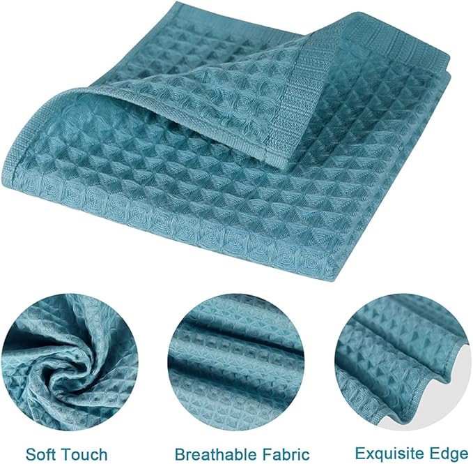 12 Pcs 13" x 13" Waffle Weave Kitchen Dish Cloths Set, 100% Cotton Super Absorbent Dish Towels for Washing Dishes & Drying, Multi Color