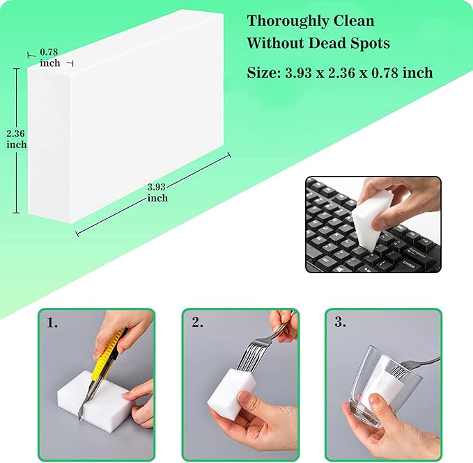 100Pack Magic Sponge Eraser, Melamine Sponge Foam, Non-Scratch Heavy Duty Kitchen Scrub Pads, Multi-Functional Household Cleaning Sponges for Dish, Bathroom, Bathtub, Sink, Cup, Wall Cleaner