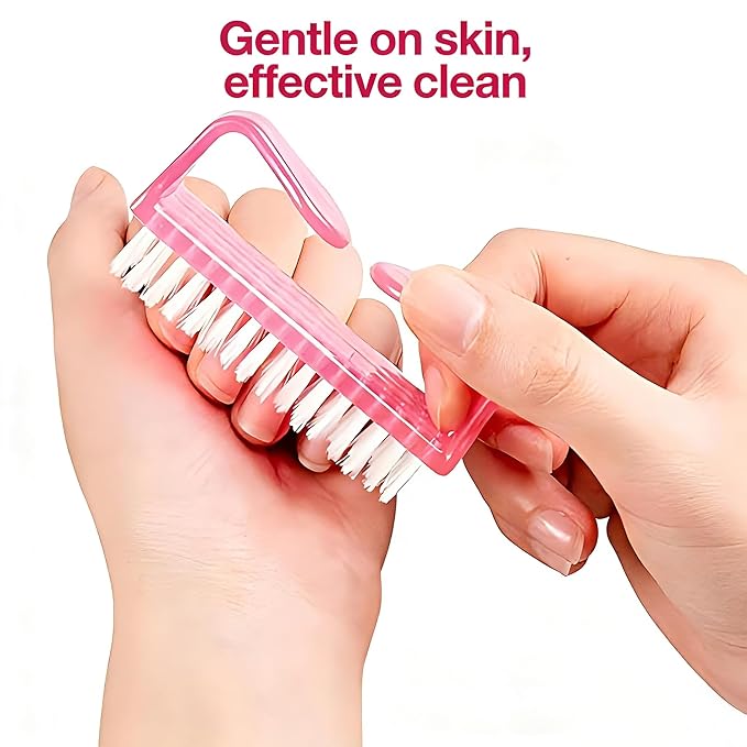 6-Pack Nail & Toe Scrub Brushes - Oversized Grip for Home & Travel, Assorted Colors for Personal Hygiene