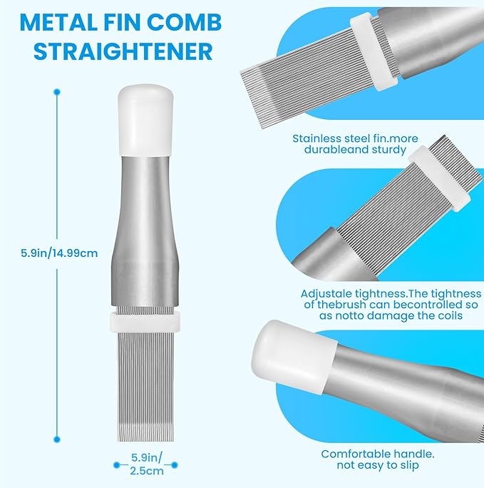10PCS Air Conditioner Fin Comb Cleaner kit AC Coil Cleaning Brush 5 Different Fin Combs Condenser Fin Straightener AC Evaporator Comb Radiator Repair Clean Tool (10)