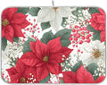 Red Poinsettias and Leaves Dish Drying Mat for Kitchen Counter Super Absorbent Drying Mat 18x24 inch Large Dish Drying Matts for Countertop Protector Dishes Pad