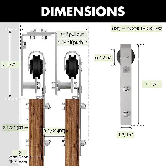 Homacer Brushed Nickel Double Track U-Shape Bypass Sliding Barn Door Hardware Kit, for Three Doors, 18ft Long Flat Track, Classic Design Roller