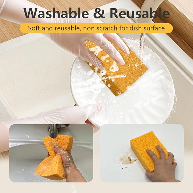 Car Wash Sponges, 3 Pack Extra Thick Large Cleaning Sponge Multi-Purpose for Bathroom Kitchen Bike Boat, Large Size Sponges 4'' X 6'' (Yellow)