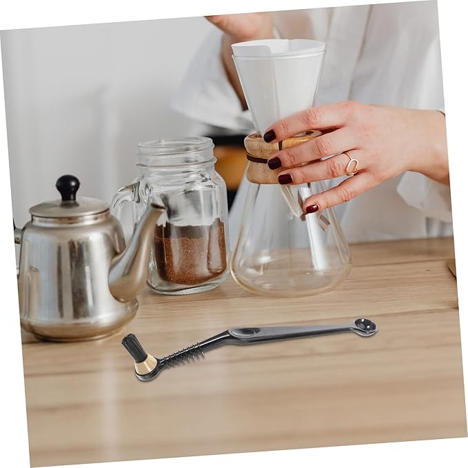 NUOBESTY 2 Pcs Coffee Machine Cleaning Brush Set Long Handle Espresso Maker Grinder Cleaning Tool Nylon Bristles for Effective Coffee Powder Removal Random Color