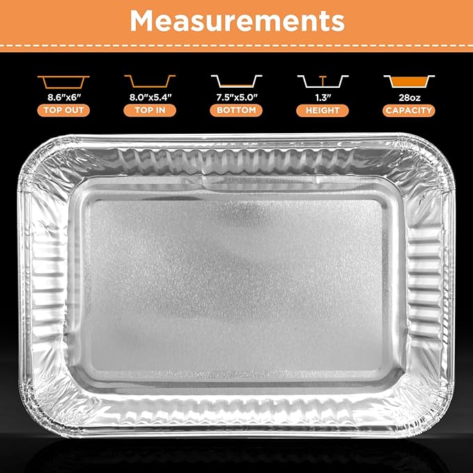 50 Pack Weber Grills Compatible Drip Pans 6415 for Weber Grills Spirit Gas Grills, Q Grills, Genesis and Genesis II LX 200 300 Series Disposable Aluminum Foil Grease Trays 6 x 1.4 x 8.6 Inches