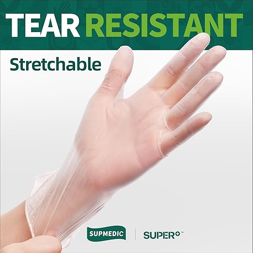 Vinyl Disposable Exam Gloves, Clear 4 Mil Powder-Free Latex-Free Medical Food-Safe Cooking Cleaning Glove, 1000 Pcs (Medium)